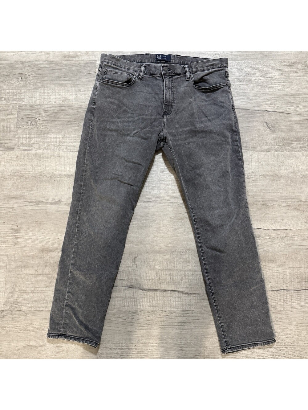 GAP Mens Slim Fit Jeans 36x30 Gray Washed Stretch Denim